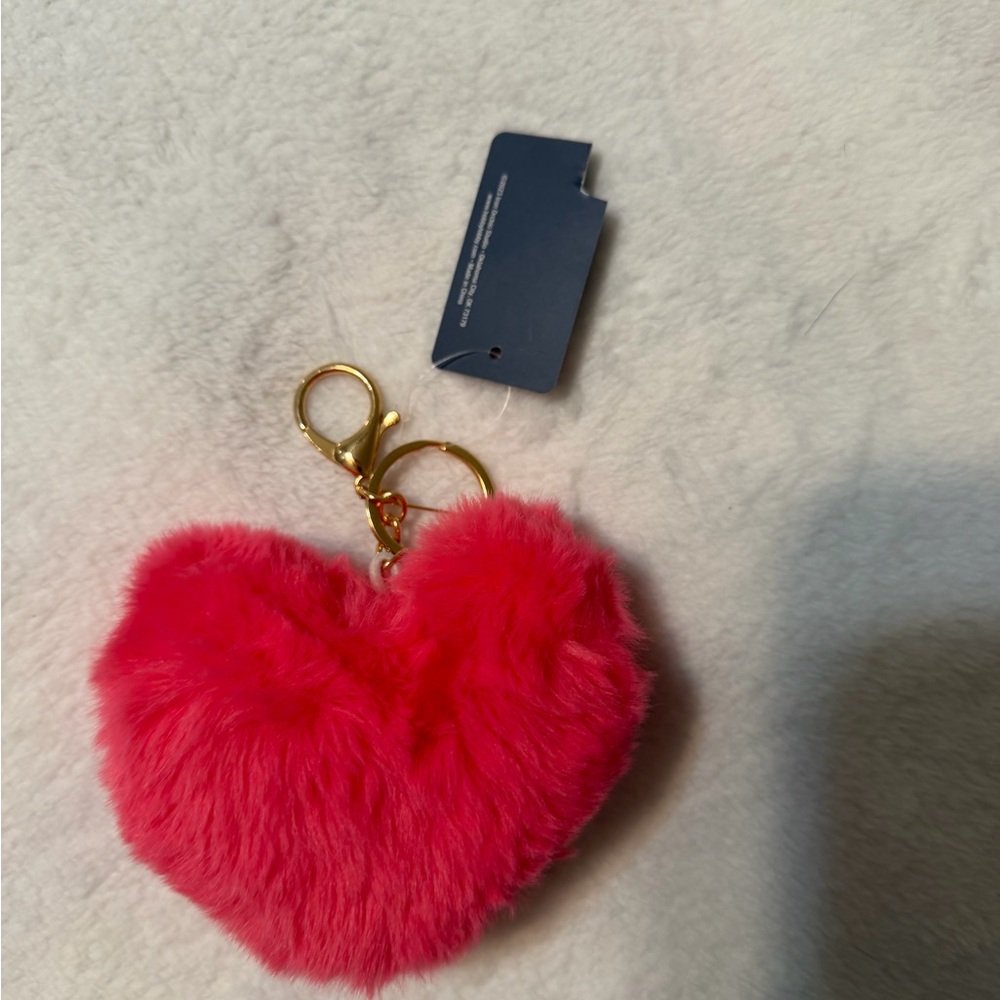 Fuzzy Pink Heart Bag Charm